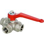 3-way ball valve, IT x IT x IT, with lever handle