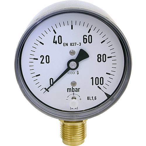 Capsule-type Bourdon tube pressure gauge ø 80 mm, DN 15 (1/2“) radial Standard 1