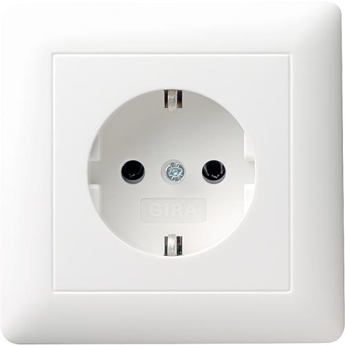 Earthed socket GIRA Standard 55 Full plate, pure white glossy, 1 unit glossy