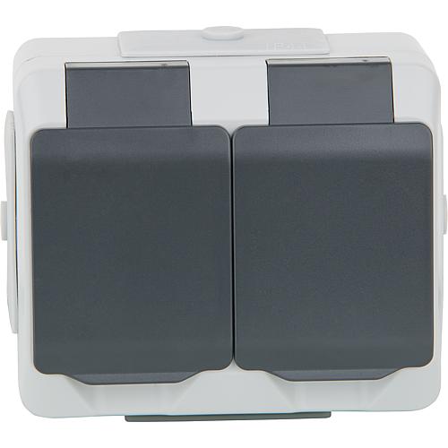 Surface-mounted socket Nortic IP 44, horizontal with child protection