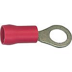 Cable lug in a ring shape, red, insulated