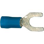 Cable lug in a pronged shape, blue insulated