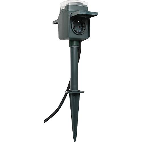 2-way garden socket, with ground stake and timer Standard 1