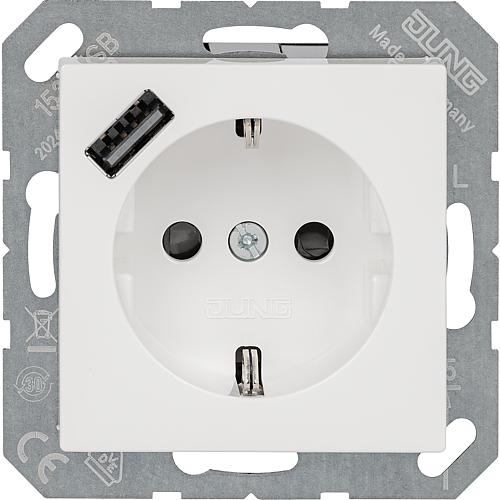 Prise Schuko encastrée avec 1x prise USB avec KS Jung A 1520-18 A WW