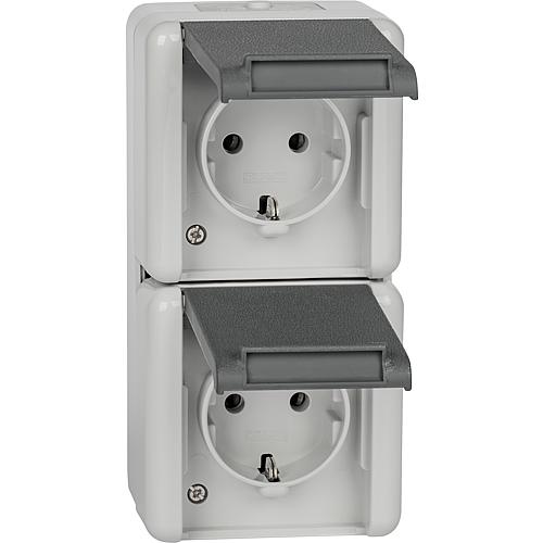 Surface-mounted 2-way socket, vertical Standard 1
