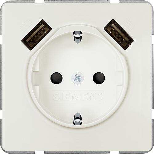 Prise Schuko encastrée avec USB Siemens 5UB1870-07W01, blanc titan