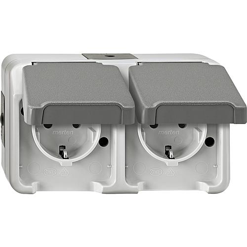 Aquastar earthed socket 2-way, horizontal Standard 1