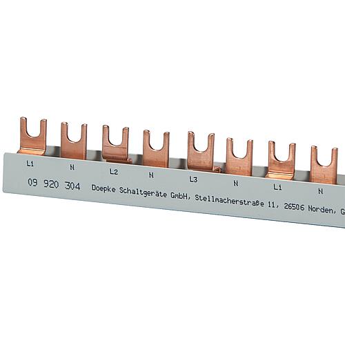 Busbar GM.3.54.130/16/N, 1 meter can be cut to size 16 mm², fork, 3-phase/N