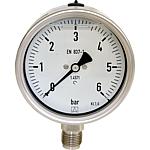 Glyzerin-Rohrfeder-Manometer, ø 100 mm, DN 15 (1/2") radial, in Chemie-Ausführung