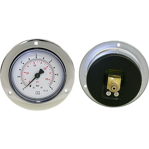 Rohrfeder-Manometer, ø 63 mm, DN 8 (1/4") axial, mit Einbaurand