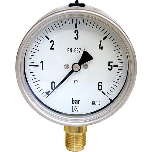 Bourdon tube pressure gauge ø 100 mm, DN15 (1/2") radial
