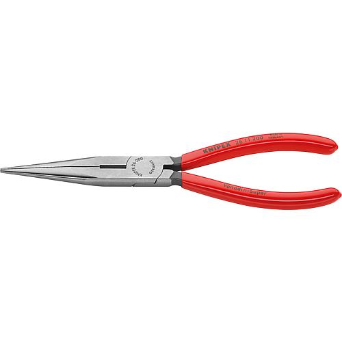 Needle nose pliers with cutting edge, polished With plastic coating straight jaws, length 200mm