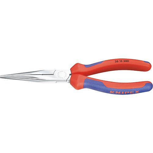 Needle nose pliers with cutting edge, chrome-plated with two-colour multi-components Handles, straight jaws, length 200mm