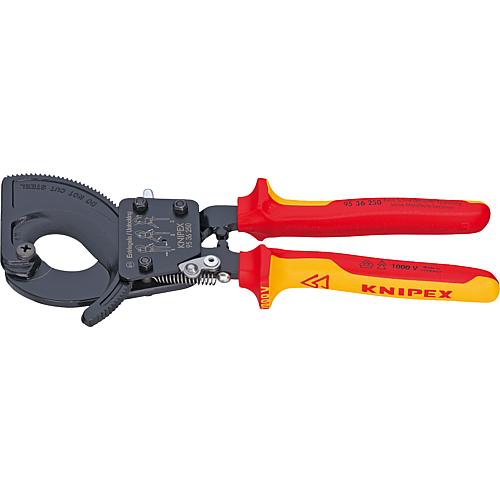 Cable cutter with ratchet principle, 2 gear sprocket drive