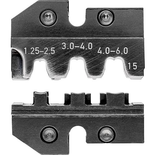 Crimp die for crimping system pliers, lug connectors and uninsulated open connectors, 1.25-2.5 and 3.0-6.0 ² Standard 1