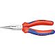 Needle nose pliers with cutting edge, polished with two-colour multi-components Handles, straight jaws, length 140mm