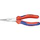 Needle nose pliers with cutting edge, chrome-plated with two-colour multi-components Handles, straight jaws, length 140mm