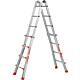 Telescopic rung ladder with 3-point safety joint, one-piece