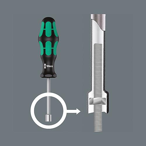 External hexagon screwdriver set WERA Kraftform Plus Series 300 (socket spanner), round blade, hollow shank, 3-piece Standard 2