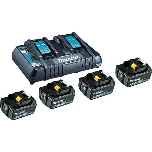 MAKITA Akku-Set 199483-0 18V 4 x 5,0 Ah Li-Ion Akkus 197280-8 und ein Doppelladegerät 199483-0