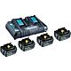 Kit batteries MAKITA 199483-0 18V 4 x 5,0 Ah Li-Ion batterie 197280-8 et un chargeur double 199483-0