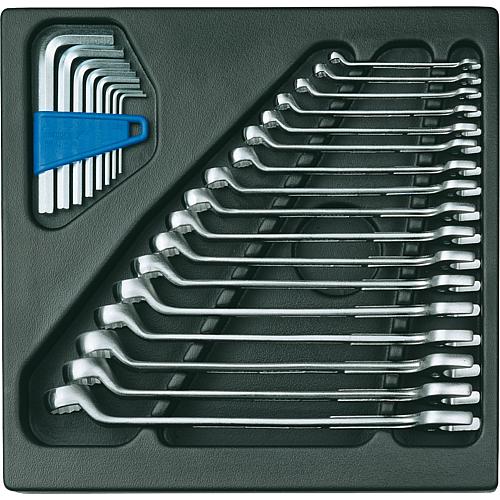 Combination spanner set, in 2/3 module, 25-piece Standard 1