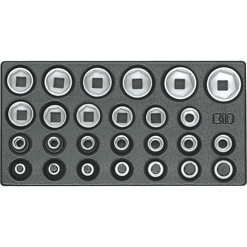 Satz Steckschlüssel-Einsätze 1/2" 6-kant 1500 ES-19, in 1/3 Modul, 26-teilig Standard 1