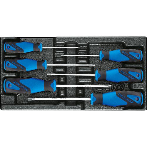 Jeu de tournevis GEDORE 6 pieces en module plast. ABS Torx avec perforation