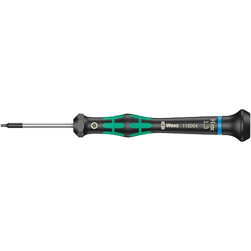 For hexagonal socket screwdriver Wera 2054 Series Kraftform Micro, Black Point tip, Hex-Plus, SW 0.7 x 40 mm
