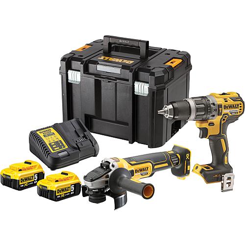 Pack sans fil DeWALT 2 pièces perceuse a percussion, meuleuse d'angle, 2x 5,0 Ah et chargeur