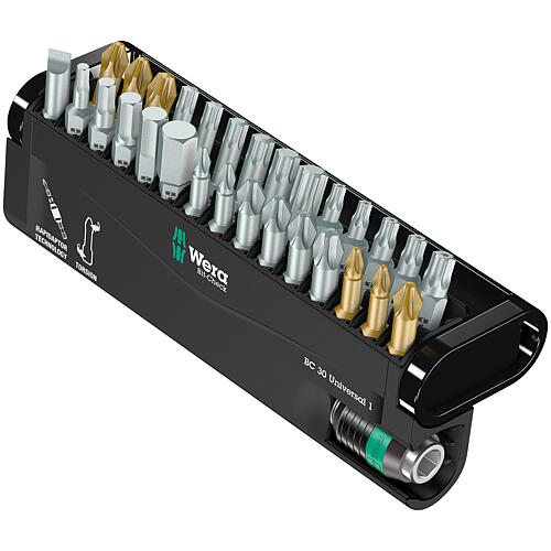 Bit set with torsion zone, Slotted, Phillips, Pozidriv, Torx®, hexagon socket, 30 pieces Standard 1