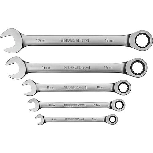 Ring ratchet open-end wrench spanner set, metric, non-reversible Anwendung 3