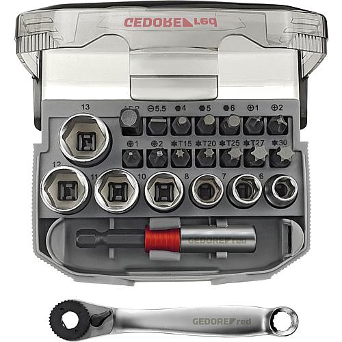 Bits ratchet set 1/4" with Bit-Fix adapter Compact, 23 pieces Anwendung 1