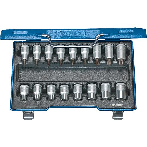 Screwdriver set 1/2", 17-piece, for TORX and TORX socket Standard 1