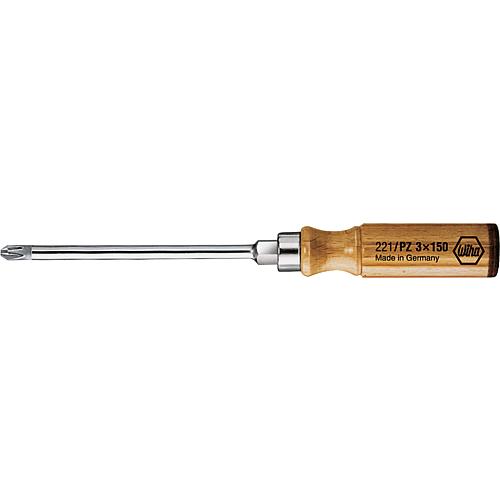 Pozidriv screwdriver with wooden handle, round blade Standard 1