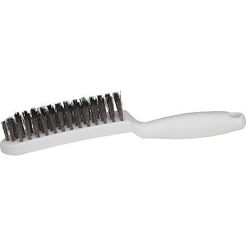 Brosses métalliques, poignée en plastique (PP), matériau garniture : Fil en acier, inoxydable, poils : Lisses 0,35 mm, garniture : voir tableau, qualité alimentaire Standard 1