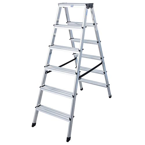 Step double ladder Working height 2.85 Standing height 0.86 Length 1.41 2x6 steps