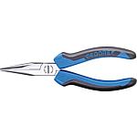 Needle nose pliers with cutting edge, serrated, straight shape