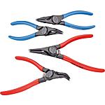 Safety locking ring pliers set, straight and angled, 4-piece