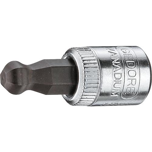 Screwdriver inserts GEDORE 1/4" hexagonal socket w. ball head SW 4mm, length 14.5mm