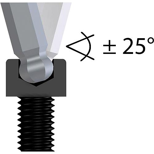 Hex socket angled screwdriver, extra long, with ball head