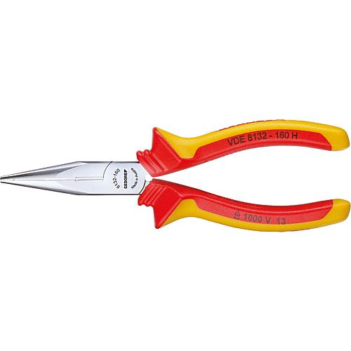 VDE needle nose pliers with sleeve insulation, straight shape Standard 1