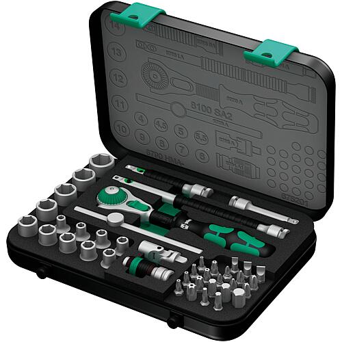 Ratchet set Zyklop, 1/4”, 42-piece, in metal case Standard 1