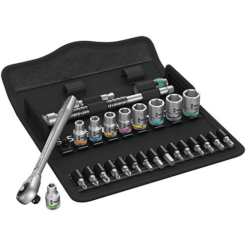 Ratchet set Zyklop, 1/4”, 28-piece, ratchet with through-hole square Standard 1