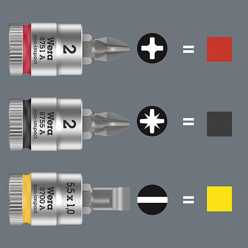 Pozidriv socket wrench inserts 8755 A bit socket with 1/4" drive, short