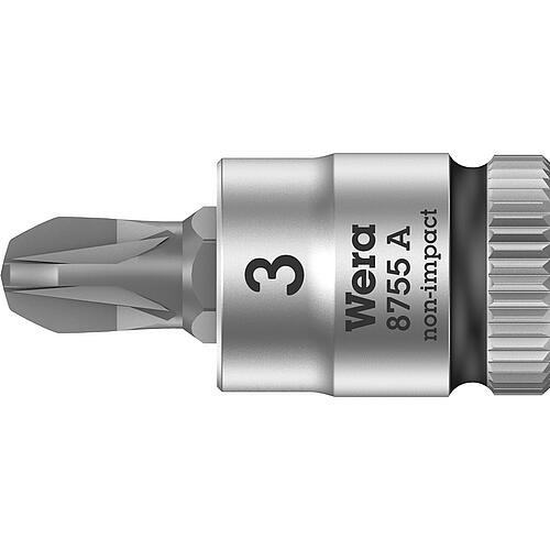 Pozidriv socket wrench inserts Wera 8755 A bit socket with 1/4" drive, short, PZ3 x 28 mm