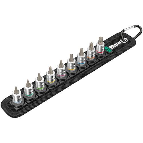 Socket wrench set 1/4", 9-piece, with holding function Standard 1