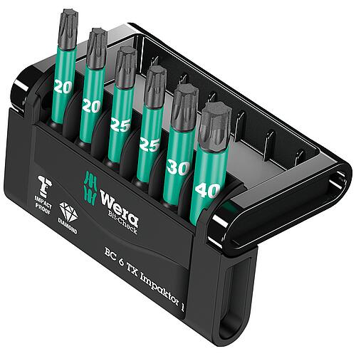 Bit set WERA Bit-Check Impactor, diamond-coated, 6-piece internal TORX®