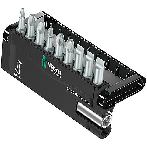 Bit set slotted, Phillips, Pozidriv TZ incl. universal holder, 1/4” x 50 mm, 10-piece Standard 1