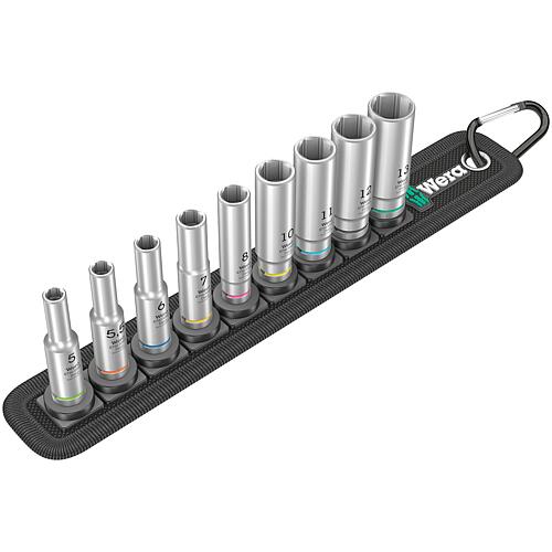 Socket wrench set 1/4", 9-piece, with holding function Standard 1